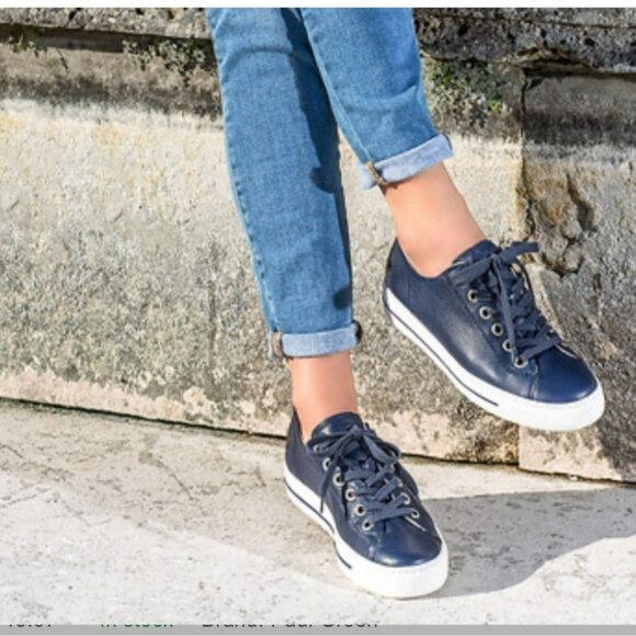 Paul Green Hadley Womens 11 Super Soft Leather Sneakers Low Top Navy - Picture 1 of 13